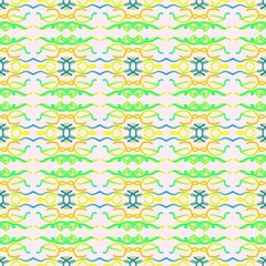 Bright Seamless Pattern with Complex Geometric Mandala Design and Vivid Neon Colors for Modern Background, Fabric Print, Wallpaper, and Digital Paper