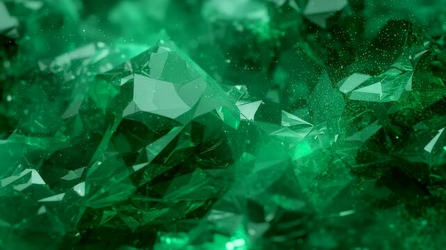 Shimmering Green Crystal Surface With Faceted Mineral Textures And Sparkling Light Creating Luxurious Natural Gemstone Depth And Rich Detail