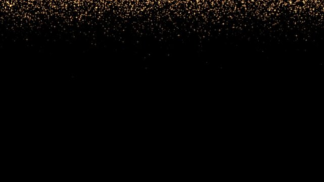 Shimmering golden particles falling in mid-density on black background animation
