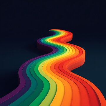 Rainbow Path Winding Upwards Against Dark Photo Background a512 lgbt