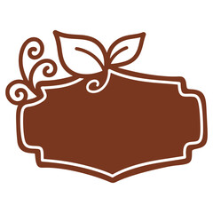 Decorative Brown Label with Leaf and Vine Design for Branding or Labels