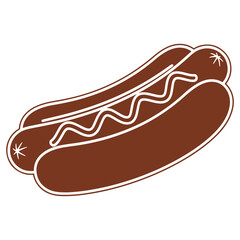 Delicious Hot Dog Illustration with Mustard on a White Background