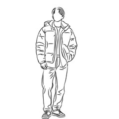 Simple Line Art of a Man in Casual Winter Wear
​
