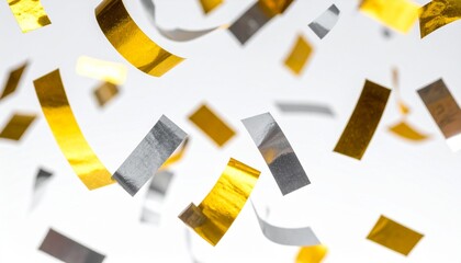 Elegant Gold and Silver Confetti Rain &ndash; Festive Celebration Background
