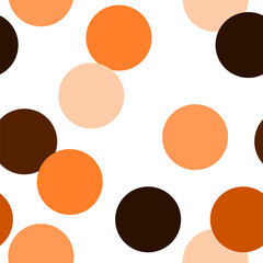 seamless pattern with circles, brown, orange, black bubble multicolor on white background
