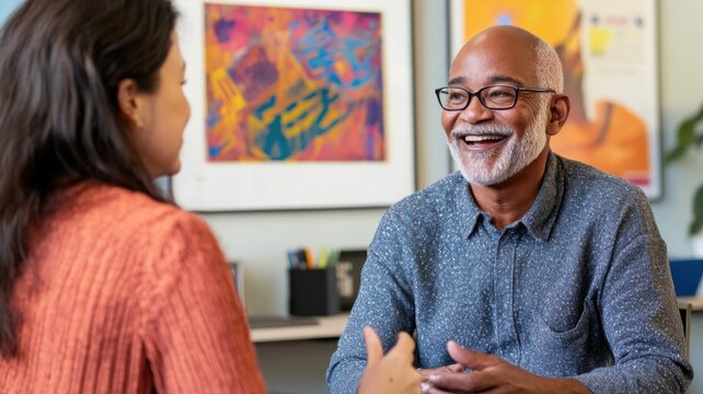 Human resources professional provides mental health support to a colleague in a private, caring environment