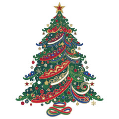 christmas tree drawing isolated on white