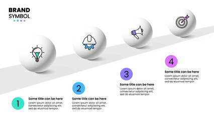 Naklejka na ściany i meble Infographic template. Path with 4 balls and icons