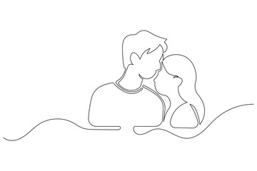 Two people continuous outline drawing simple style relationship