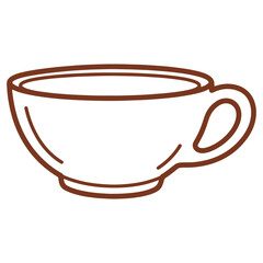 Simple Brown Line Drawing of a Coffee Cup Isolated on White Background