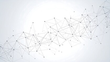 A network of connected nodes and lines on a soft, light background, creating an abstract, futuristic, and techy composition