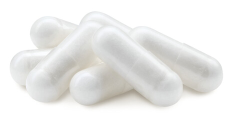 Medical pills isolated on transparent background. Capsules with PNG