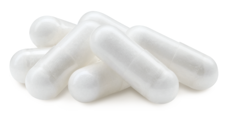 Medical pills isolated on transparent background. Capsules with PNG