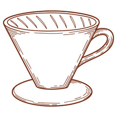 Vintage Coffee Dripper Illustration on Transparent Background