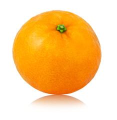 Ripe organic tangerine fruit isolated with reflection.