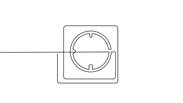 Animated electrical outlet continuous line drawing minimal power loop