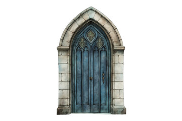 Fototapeta premium Haunted Gothic Door Watercolor Clipart Isolated on Transparent Background
