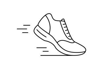 Running shoe line icon. Running shoe with speed line for rapid symbol. Simple pictogram for sport competition, fitness, marathon. Vector illustration