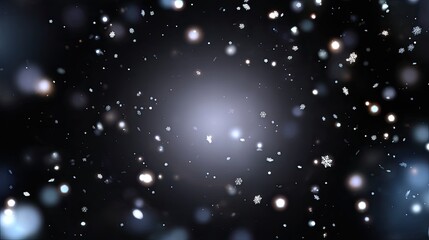 Obraz premium Beautiful winter scene featuring falling snowflakes against a blurred dark background, creating a magical and serene atmosphere during the holiday season