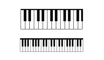 Fototapeta premium A simple depiction of two black and white keyboard layouts is shown representing musical instruments and their keys for creating melodies high quality