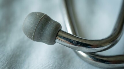 Obraz premium Close Up Stethoscope Tip for Medical Examination Ready.