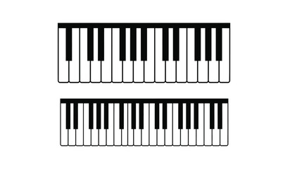 a minimalist depiction of two piano keyboards stacked vertically showcasing the black and white keys in a repeating pattern highlighting musical instrumentation