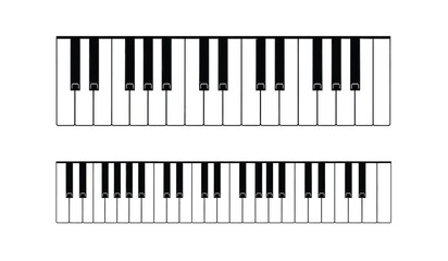 a minimalistic illustration depicts two sections of a piano keyboard with black and white keys clearly visible showcasing musical instrument design high quality