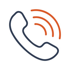 Simple illustration of a telephone handset with outgoing signal waves