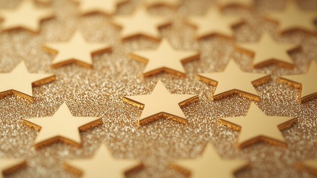 Gold stars forming a sparkling pattern a golden glitter background, quality, representing excellence and success,