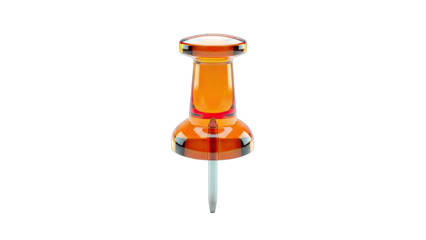 Orange Push Pin Isolated on White Background