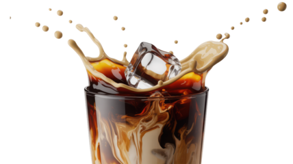 Cold brew coffee splash isolated on transparent background