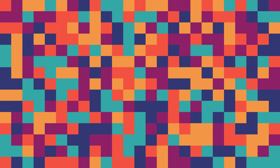 Abstract colorful pixelated pattern. Vibrant geometric squares create a dynamic, modern design ideal for backgrounds, textiles, or digital projects.