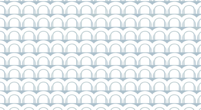 Fototapeta Clean and simple seamless geometric pattern has repeating light blue arches, creating a calm and minimalist scale-like texture.