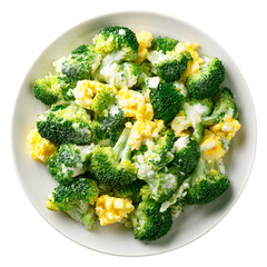 Plate of Broccoli And Cheese isolated on with white background(1)