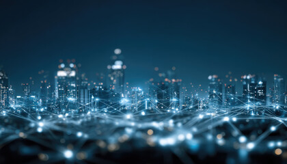 futuristic modern smart city with global communication network technology.	