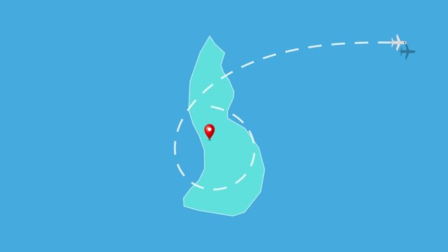 Liechtenstein,  Vaduz Map with Location Pin and Airplane Travel Route Animation