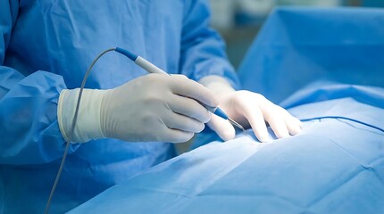 Precise hands perform delicate surgery with focused intensity in a sterile operating room, showcasing dedication and technical expertise. 