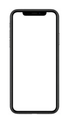 Modern smartphone with a blank white screen isolated on white background