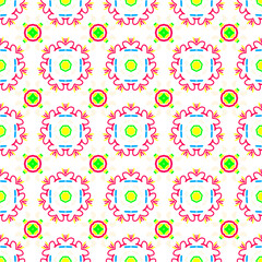 Lime Green Folk Art Geometric Pattern Textile Design