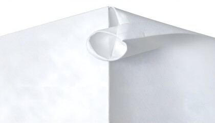 White paper corner being peeled back, revealing a rolled edge. Isolated on white