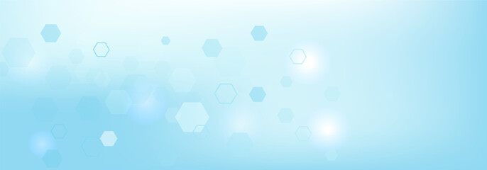 Health care or medical abstract background with hexagons, lines and dots. Scientific innovation banner template concept. Biology and pharmaceutical technology background. illustration.