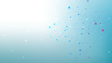 Geometric abstract background with connected line and dots. Structure molecule and communication. Big Data Visualization. Medical, technology, science background. Vector illustration.