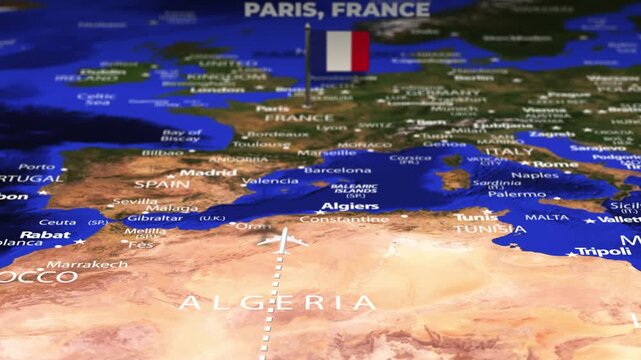 Flight From Accra GHANA to Paris FRANCE with flag pins