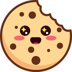 Kawaii cookie vector. Baked goods signs and symbols.