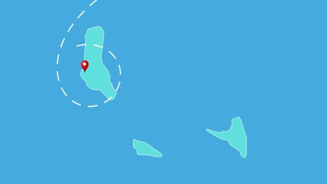 Comoros,  Moroni Map with Location Pin and Airplane Travel Route Animation