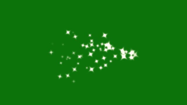 White glowing glitter particle trail with magic sparkles and curved twinkle stars, fairy dust shimmer path, elegant Christmas style transition, luxury 4K animation on green screen