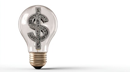 A dollar sign is illuminated inside a lightbulb, representing a bright financial idea.