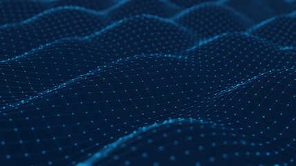 Smooth blue abstract wallpaper design featuring a flowing wave pattern with glowing stars and digital fractal lines to create a motion energy texture backdrop