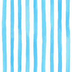 Beautiful seamless pattern with blue watercolor stripes. hand painted brush strokes, striped background. Vector illustration.
