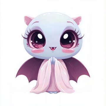 A kawaii vampire bat character with sparkly eyes